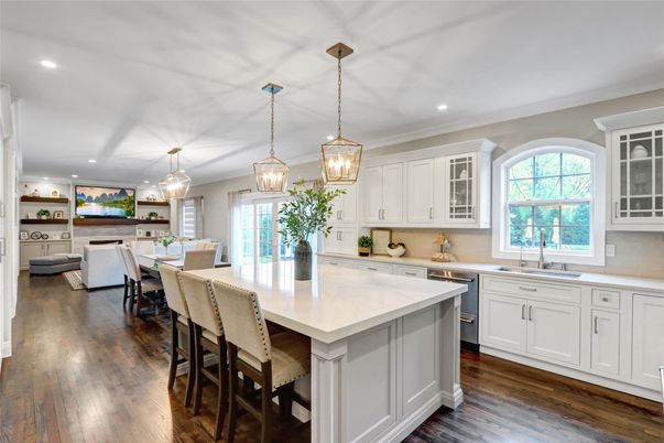 Dining room, Interior, Kitchen, Living room, Pendant Lights, Recessed Lighting, Wood Texture Flooring