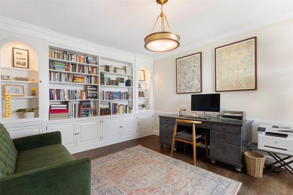 Home Office, Interior, Pendant Lights, Wood Texture Flooring