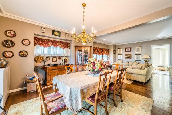 Chandelier, Dining room, Interior, Living room, Recessed Lighting, Wood Texture Flooring