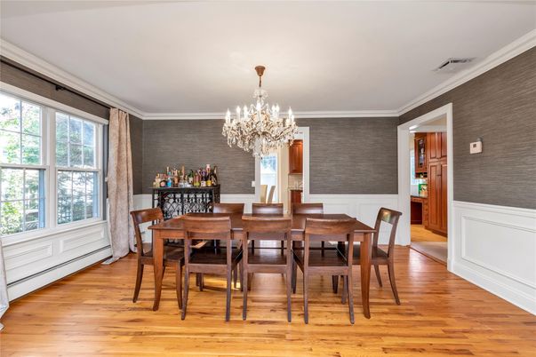 Chandelier, Dining room, Interior, Wood Texture Flooring