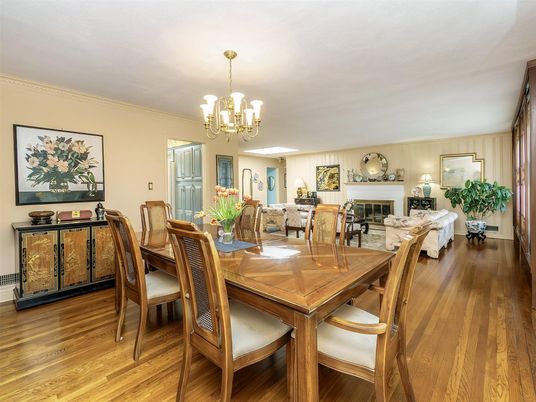 Chandelier, Dining room, Fireplace, Interior, Living room, Wood Texture Flooring