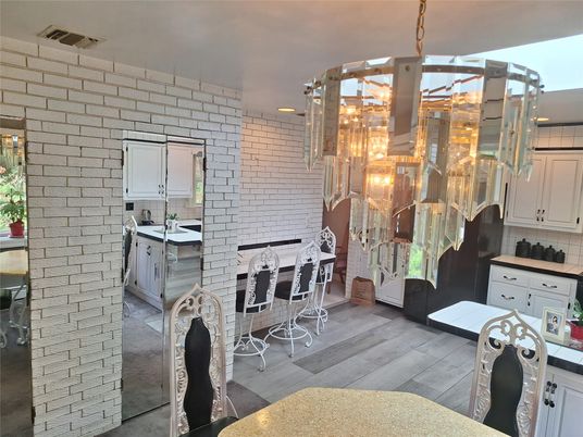 Dining room, Interior, Kitchen, Stone Walls, Wood Texture Flooring