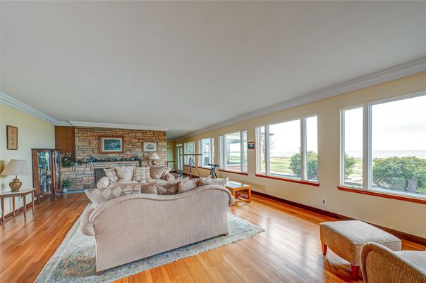 Interior, Living room, Stone Walls, Wood Texture Flooring
