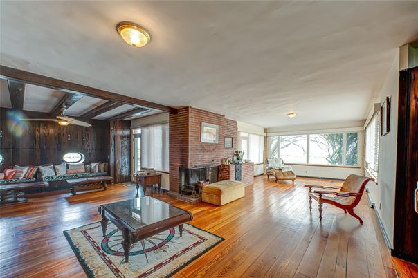 Fireplace, Interior, Living room, Stone Walls, Wood Texture Flooring