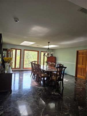 Dining room, Interior, Marble, Pendant Lights