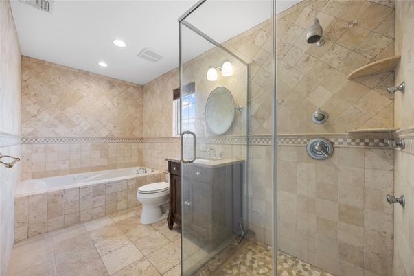 Bathroom, Glass Shower, Interior, Recessed Lighting