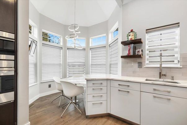 Interior, Kitchen, Pendant Lights, Wood Texture Flooring