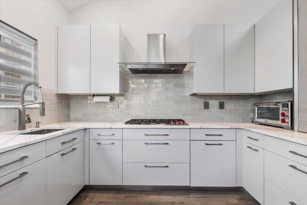 Interior, Kitchen, Stainless Steel Appliances, Wood Texture Flooring