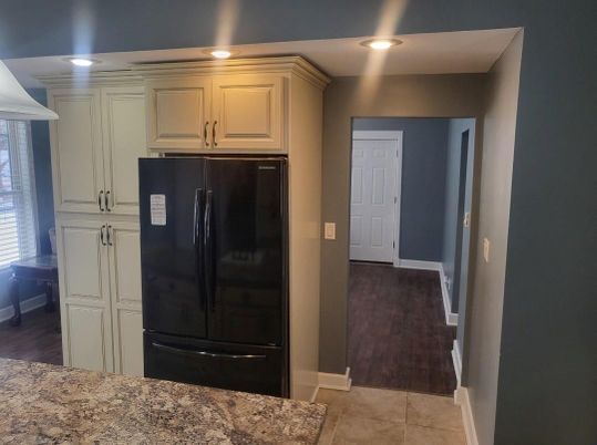 Interior, Kitchen, Recessed Lighting, Wood Texture Flooring
