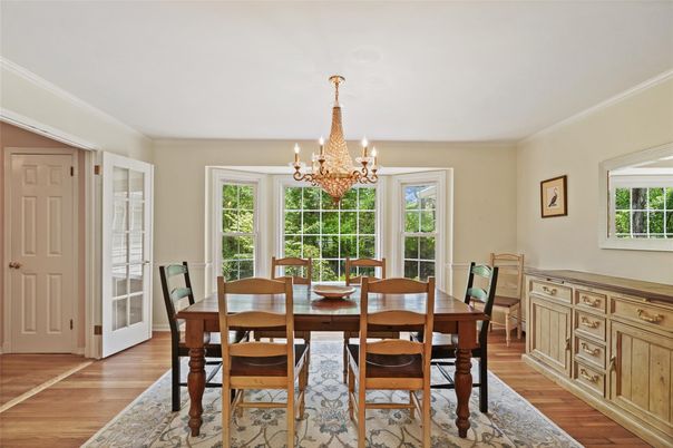 Chandelier, Dining room, Interior, Wood Texture Flooring