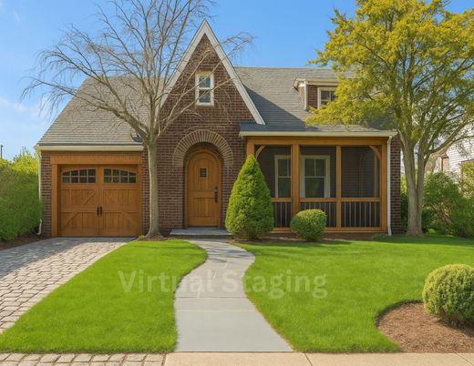 Attached, Exterior, Facade, Brick Facade, Tudor Revival