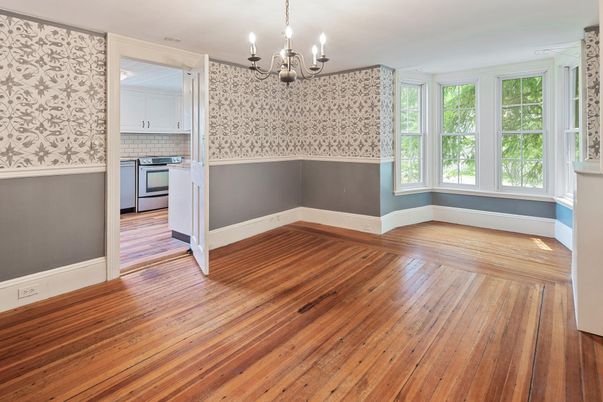 Chandelier, Empty room, Interior, Kitchen, Wood Texture Flooring
