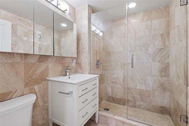 Bathroom, Glass Shower, Interior, Recessed Lighting