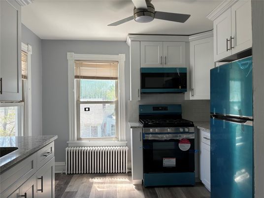 Interior, Kitchen, Stainless Steel Appliances, Wood Texture Flooring