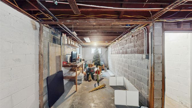 Interior, Stone Walls, Wooden Beams