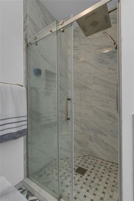 Bathroom, Glass Shower, Interior, Marble Walls