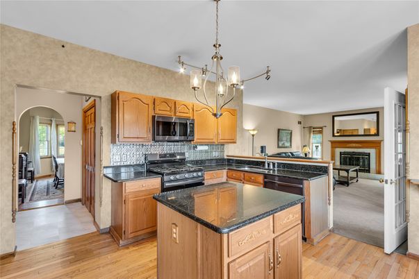 Chandelier, Interior, Kitchen, Pendant Lights, Wood Texture Flooring