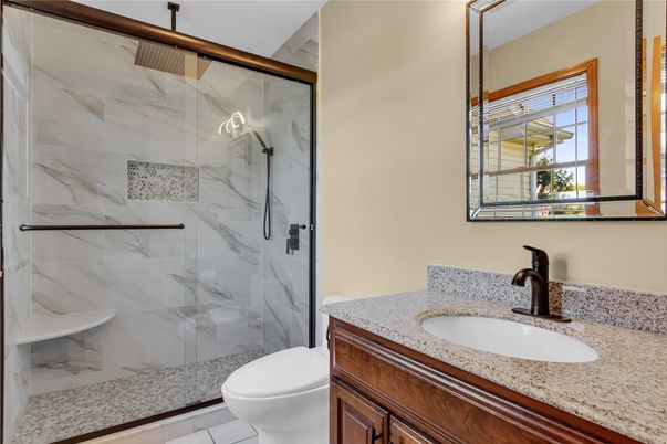 Bathroom, Glass Shower, Interior, Marble Walls