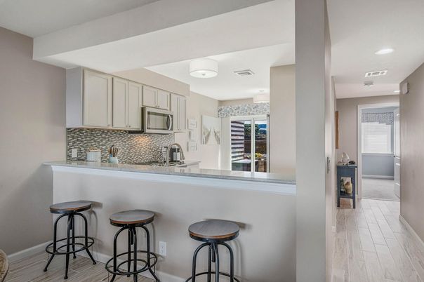 Interior, Kitchen, Recessed Lighting, Wood Texture Flooring