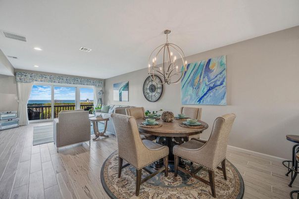 Chandelier, Dining room, Interior, Living room, Recessed Lighting, Wood Texture Flooring