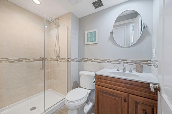 Bathroom, Glass Shower, Interior, Recessed Lighting