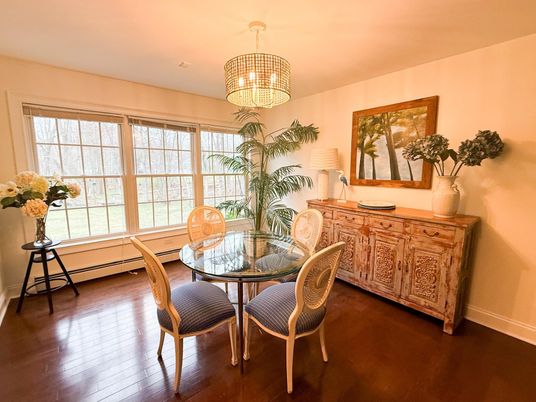 Chandelier, Dining room, Interior, Wood Texture Flooring