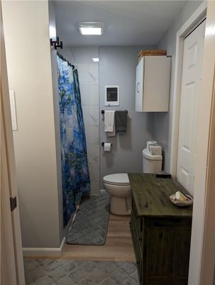 Bathroom, Interior, Marble Walls, Wood Texture Flooring