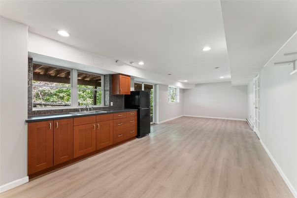 Interior, Kitchen, Recessed Lighting, Wood Texture Flooring