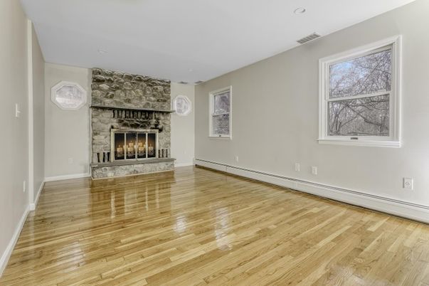 Empty room, Fireplace, Interior, Wood Texture Flooring