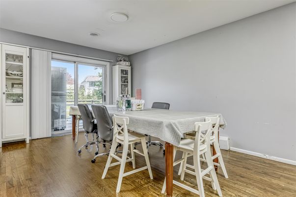 Dining room, Interior, Recessed Lighting, Wood Texture Flooring