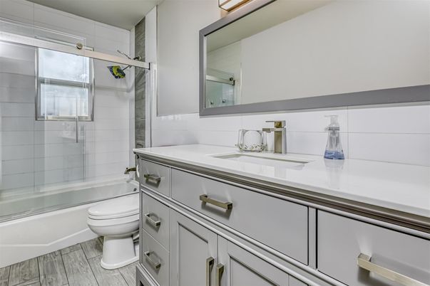 Bathroom, Glass Shower, Interior, Wood Texture Flooring