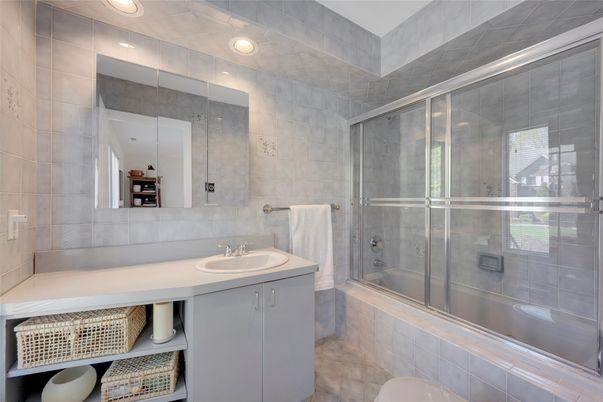 Bathroom, Glass Shower, Interior, Recessed Lighting