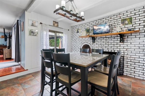 Dining room, Fireplace, Interior, Stone Walls