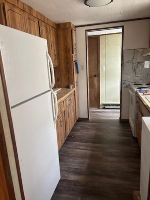 Interior, Kitchen, Marble Walls, Wood Texture Flooring