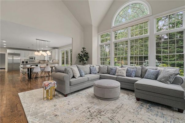 Interior, Kitchen, Living room, Pendant Lights, Recessed Lighting, Stainless Steel Appliances, Wood Texture Flooring