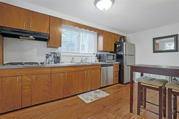 Interior, Kitchen, Stainless Steel Appliances, Wood Texture Flooring