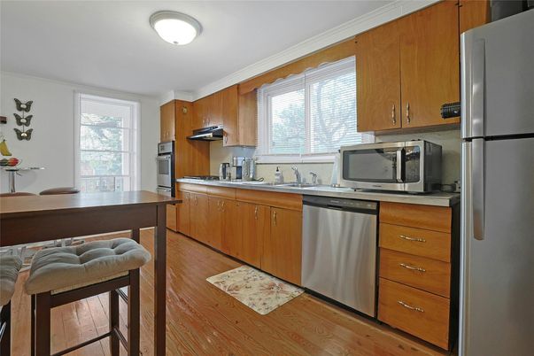 Interior, Kitchen, Stainless Steel Appliances, Wood Texture Flooring