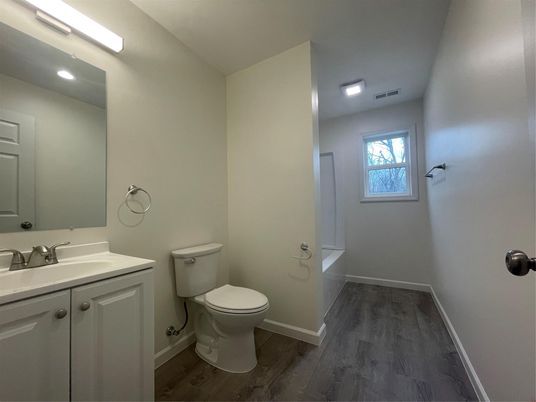 Bathroom, Interior, Recessed Lighting, Wood Texture Flooring