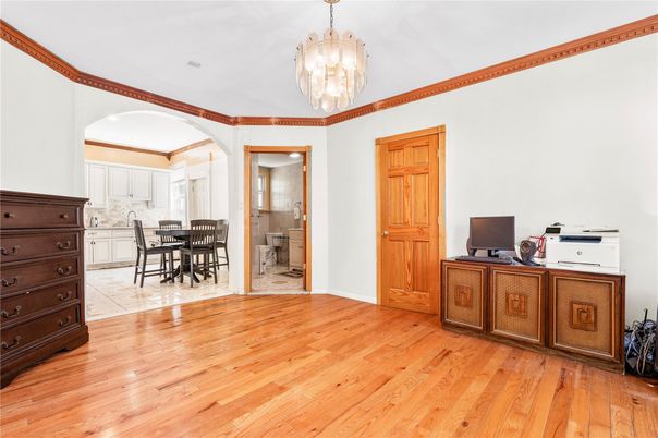 Chandelier, Dining room, Interior, Wood Texture Flooring