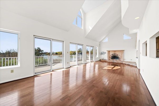 Fireplace, Interior, Recessed Lighting, Wood Texture Flooring