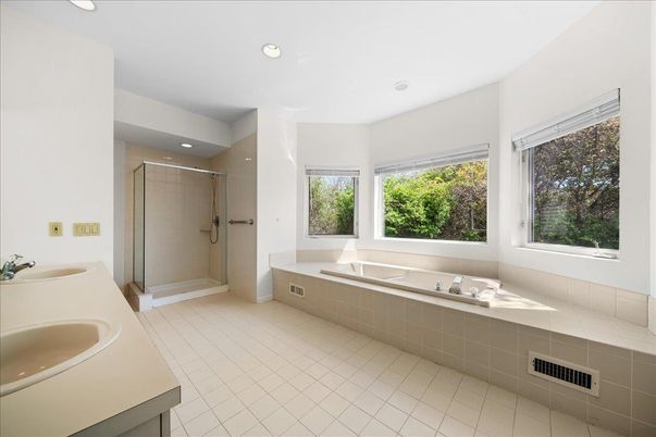 Bathroom, Dual Sink Vanities, Glass Shower, Interior, Recessed Lighting