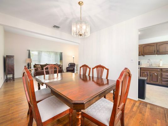 Chandelier, Dining room, Interior, Pendant Lights, Wood Texture Flooring