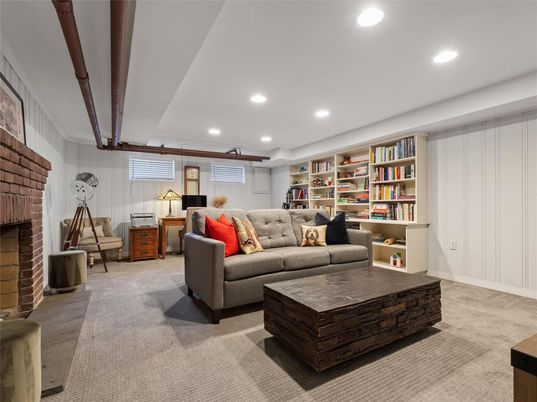 Fireplace, Interior, Living room, Recessed Lighting