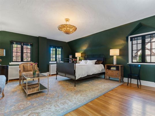 Bedroom, Chandelier, Interior, Wood Texture Flooring