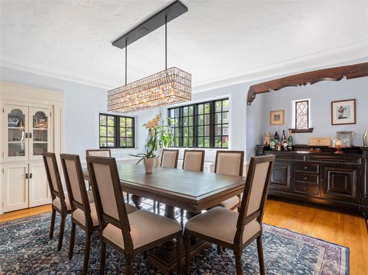 Chandelier, Dining room, Interior, Wood Texture Flooring
