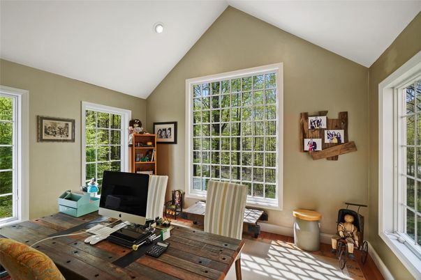 Home Office, Interior, Recessed Lighting, Wood Texture Flooring