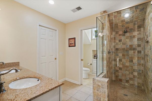 Bathroom, Dual Sink Vanities, Glass Shower, Interior, Recessed Lighting