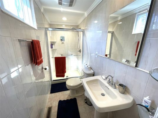 Bathroom, Glass Shower, Interior, Recessed Lighting