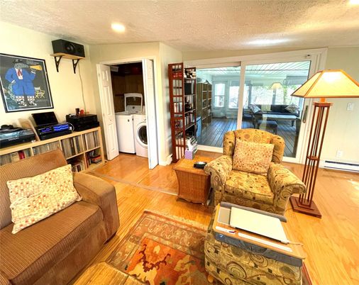 Interior, Living room, Recessed Lighting, Utility Closets, Washer, Wood Texture Flooring