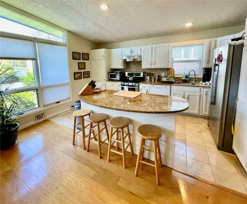 Interior, Kitchen, Recessed Lighting, Wood Texture Flooring